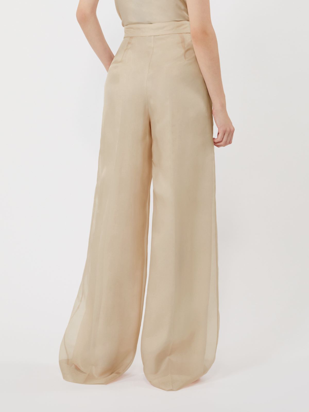 Silk organza trousers - SAND - 3