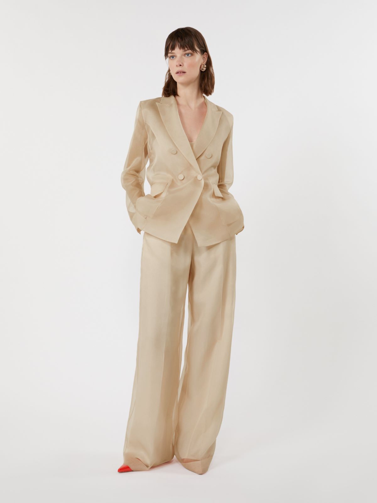 Silk organza trousers - SAND