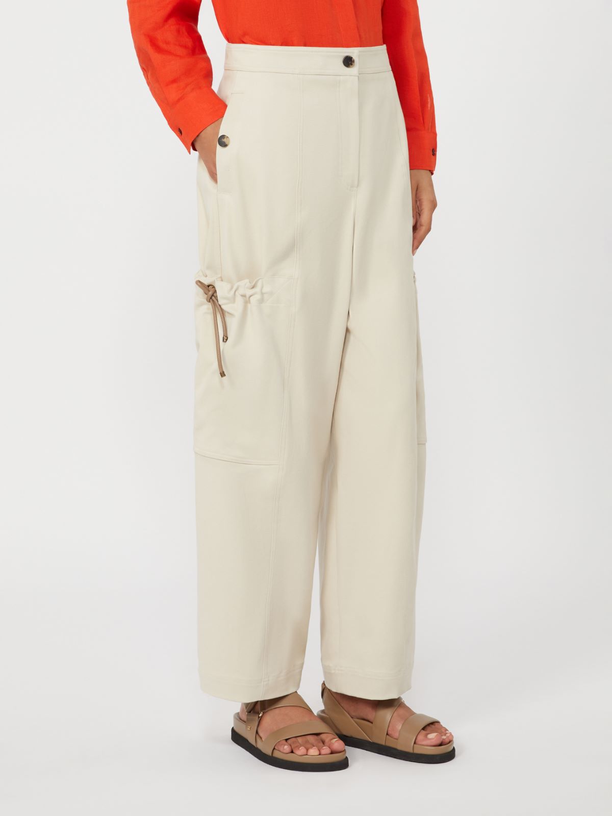 Stretch cotton cargo trousers - BEIGE - 2