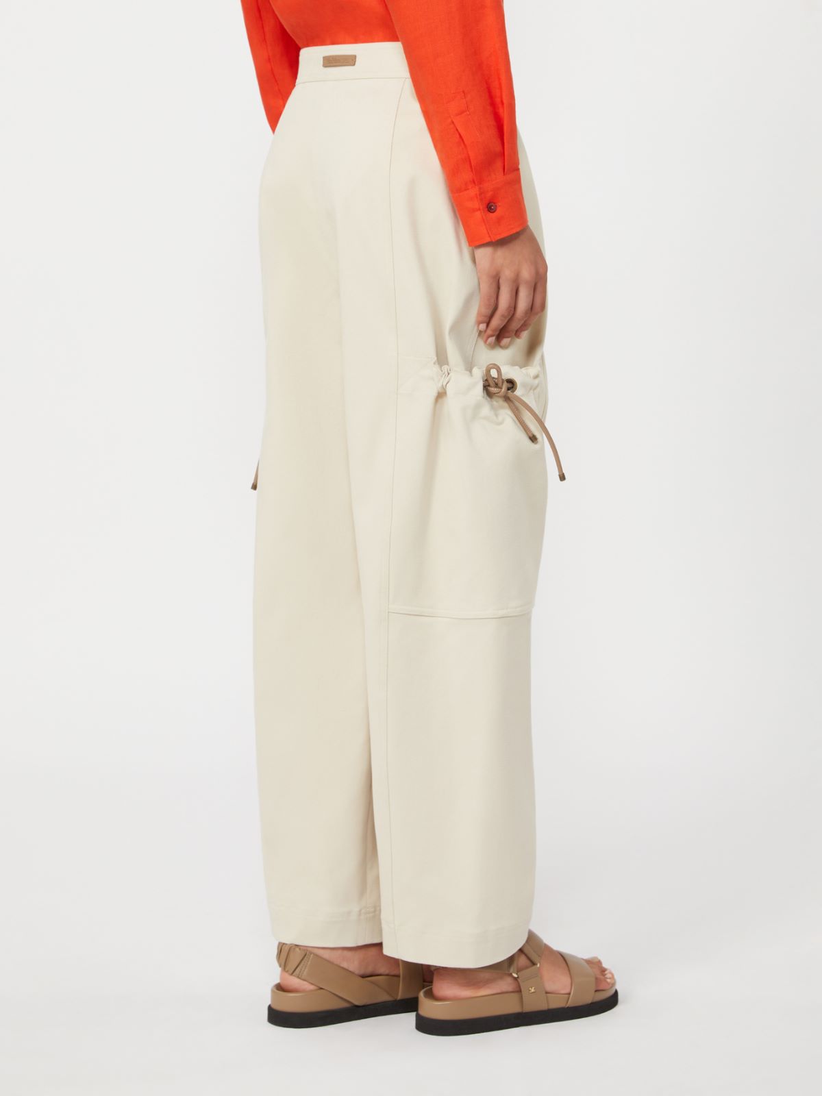 Stretch cotton cargo trousers - BEIGE - 3