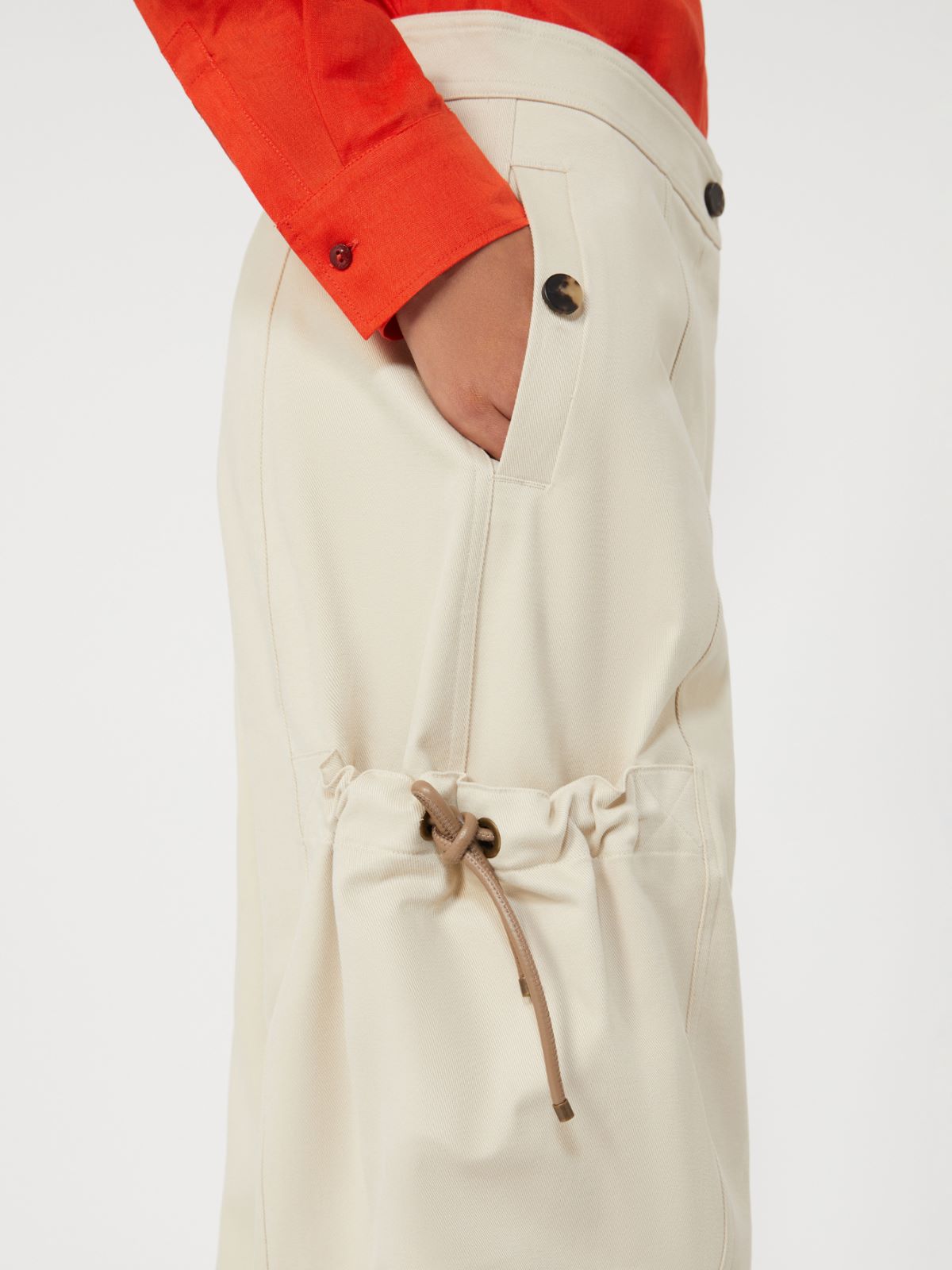 Stretch cotton cargo trousers - BEIGE - 4