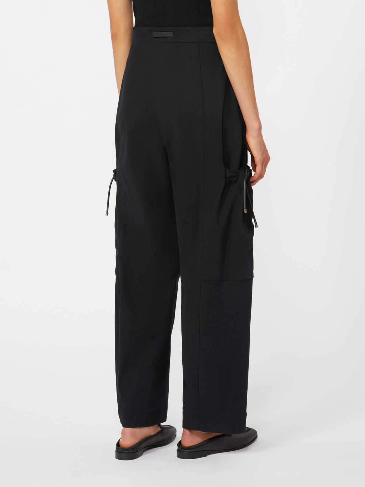Stretch cotton cargo trousers - BLACK - 3