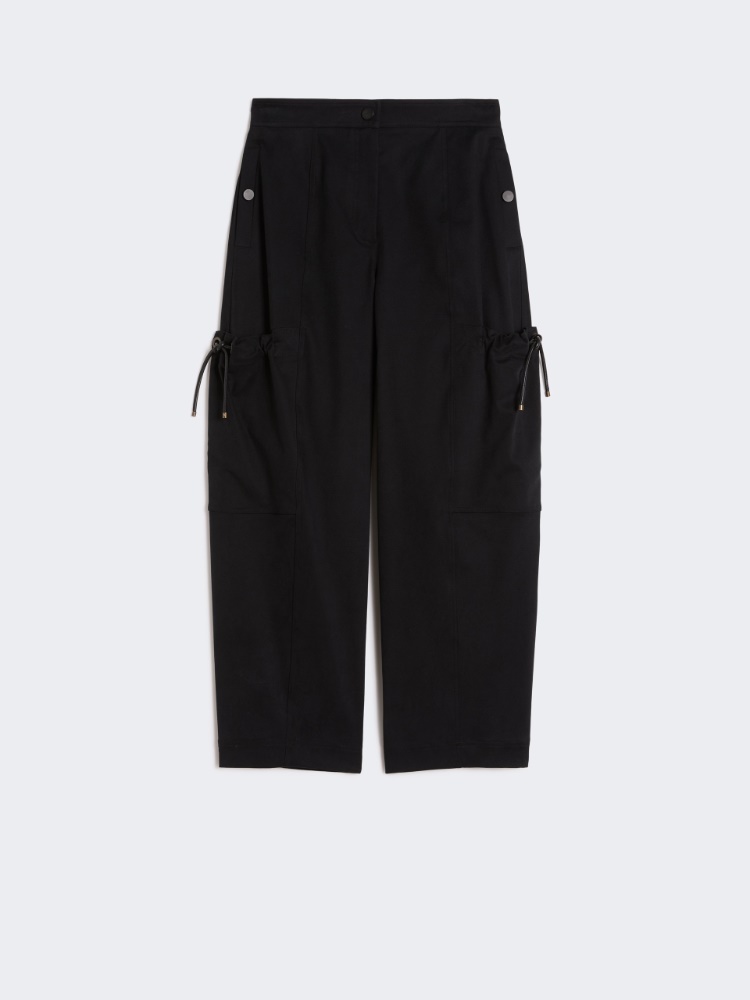 Stretch cotton cargo trousers - BLACK