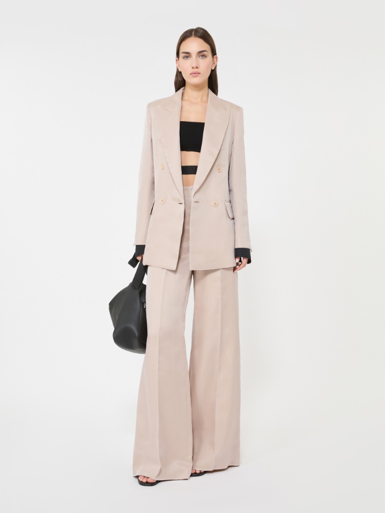 Długie spodnie z jedwabiu - WIELBŁĄDZI - 1