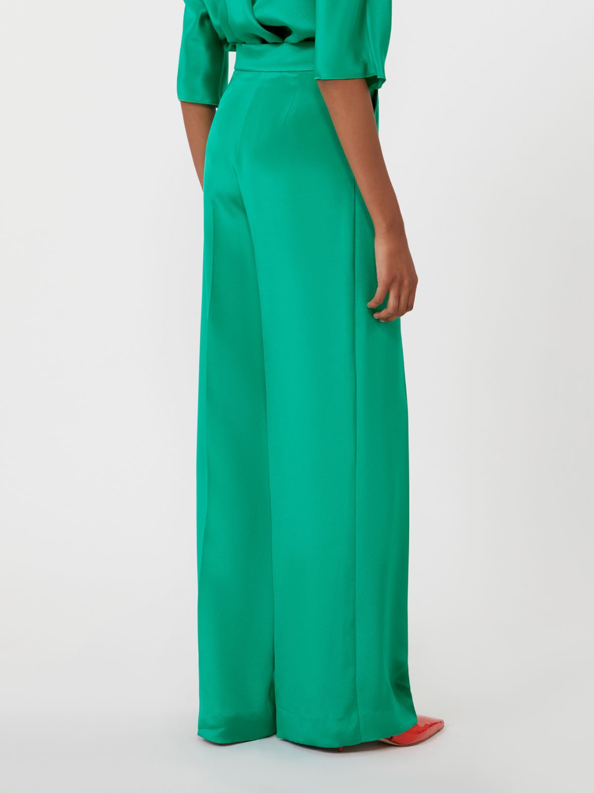 Silk crêpe de chine Tuxedo trousers - GREEN - Max Mara - 3