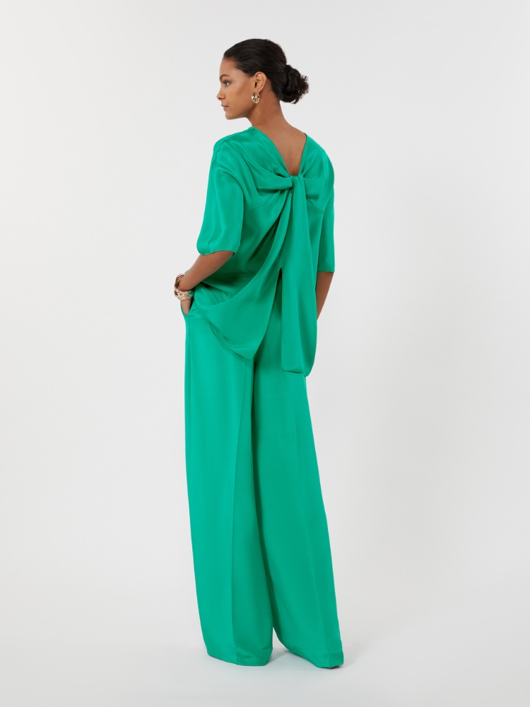 Silk crêpe de chine Tuxedo trousers - GREEN - Max Mara
