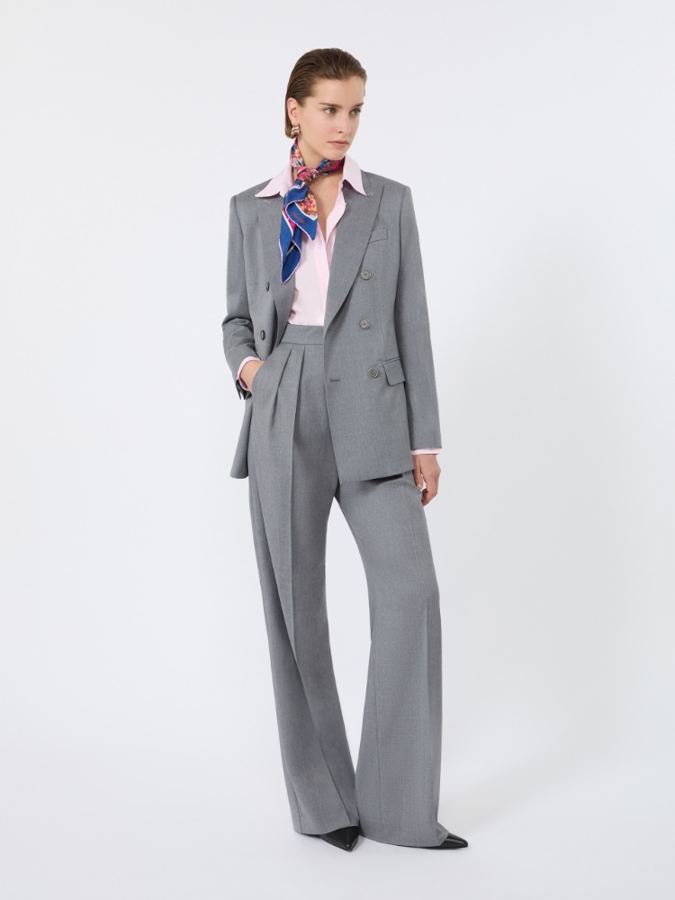 Pantalon en sergé de laine - GRIS MOYEN - Max Mara