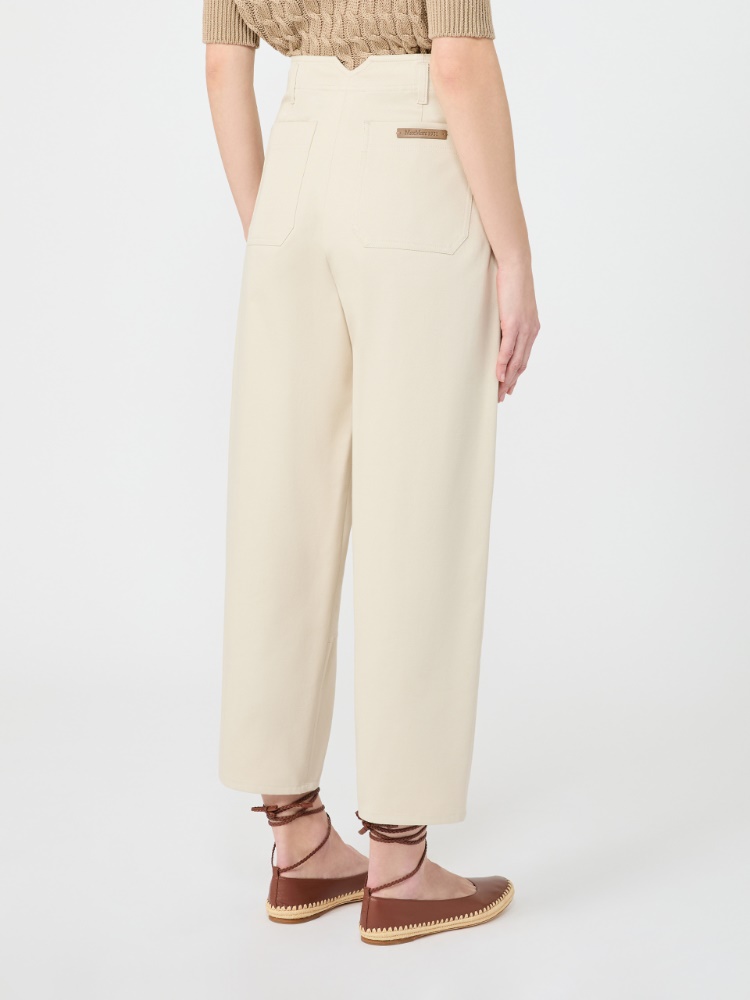 Cotton bull denim cargo trousers - BEIGE - 3