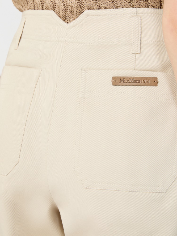 Cotton bull denim cargo trousers - BEIGE - 4