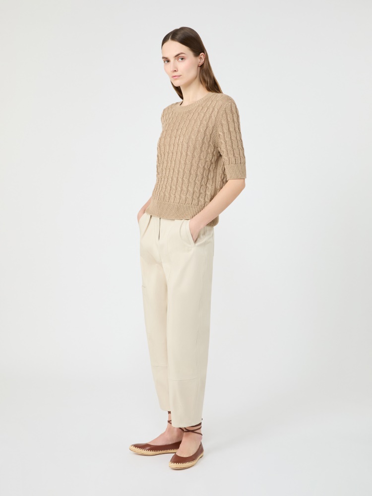 Cotton bull denim cargo trousers + BEIGE - Max Mara