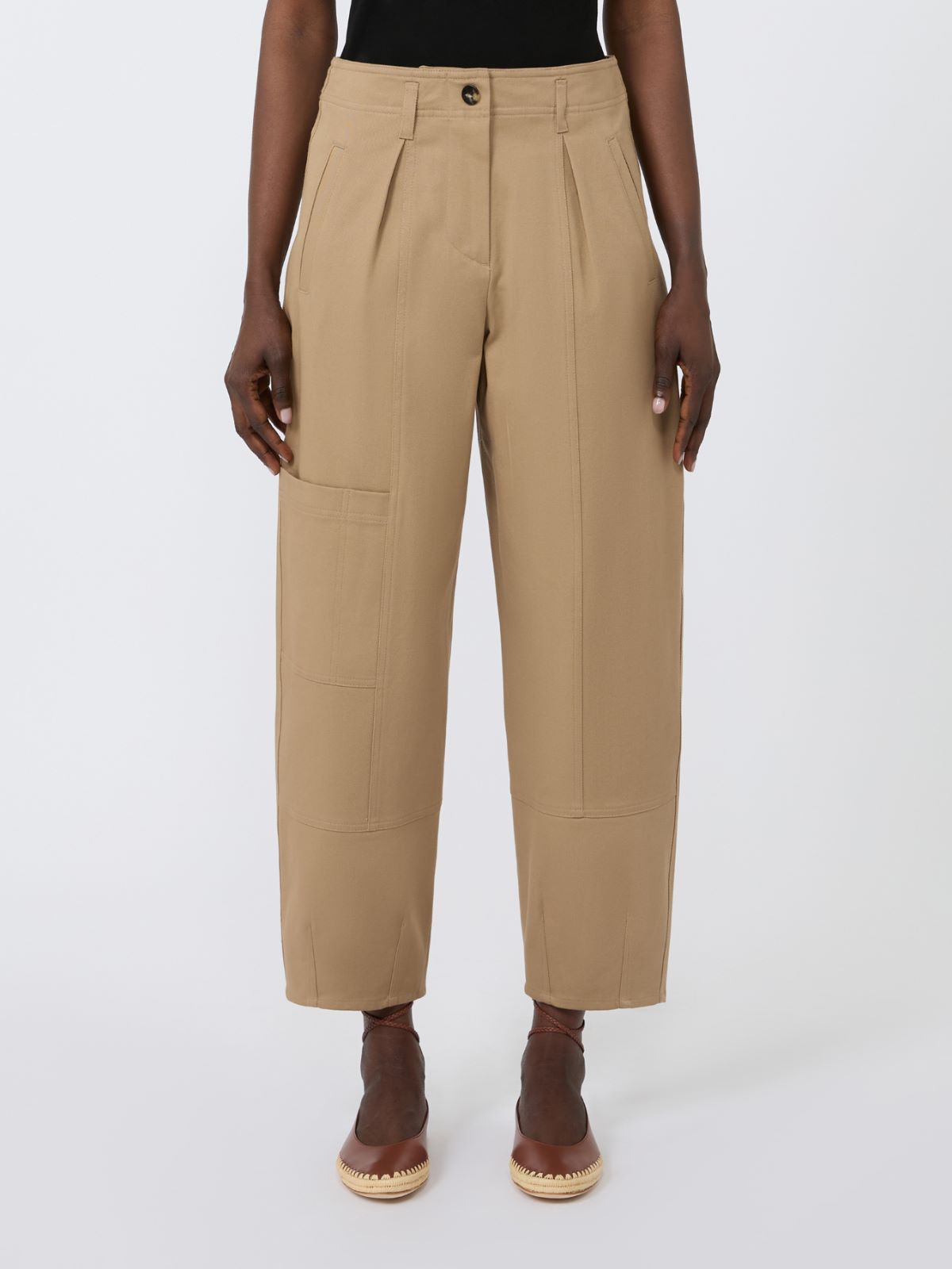 Cotton bull denim cargo trousers - SAND - Max Mara - 2