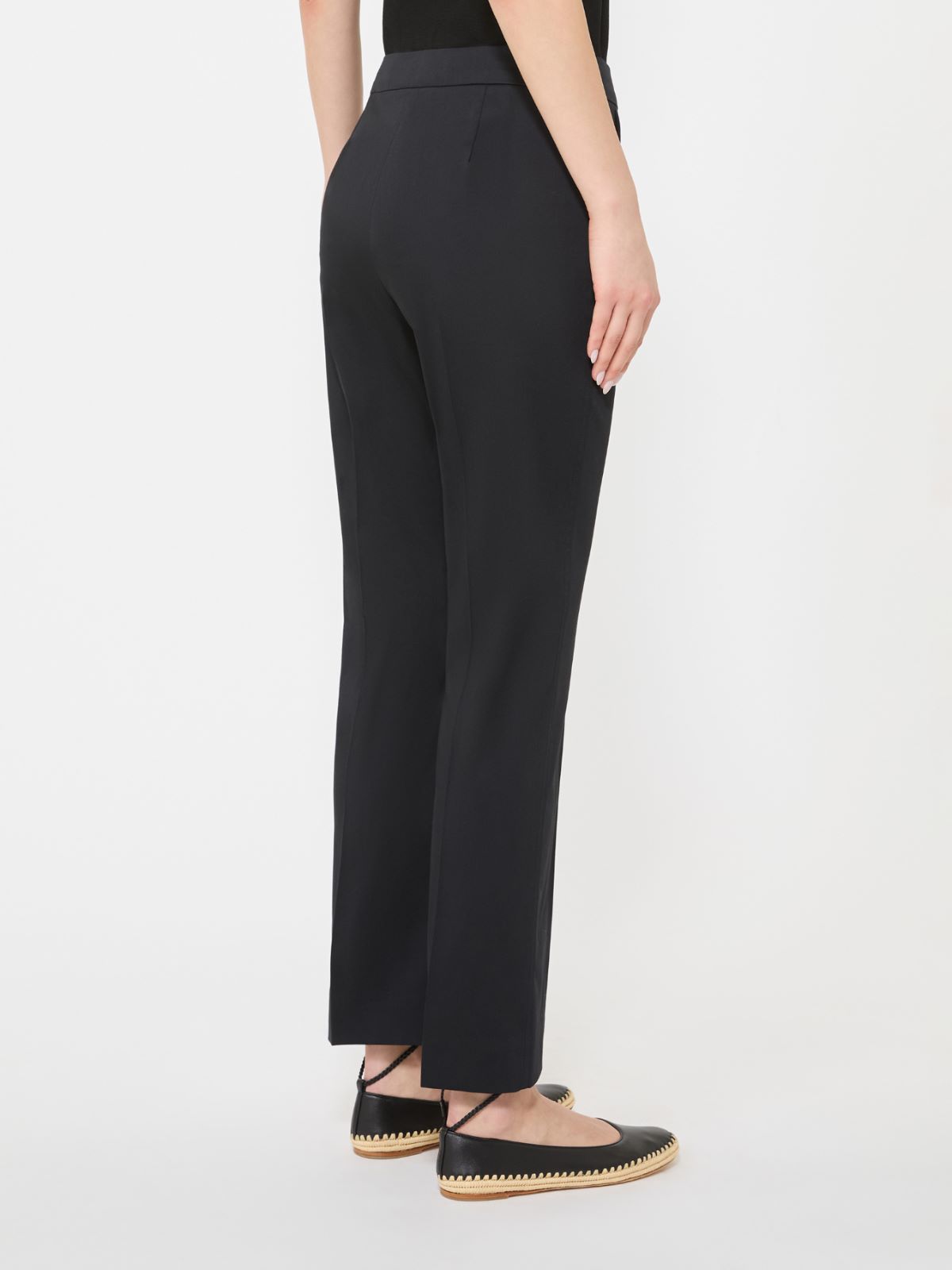 Slim-fit cotton satin trousers - BLACK - 3