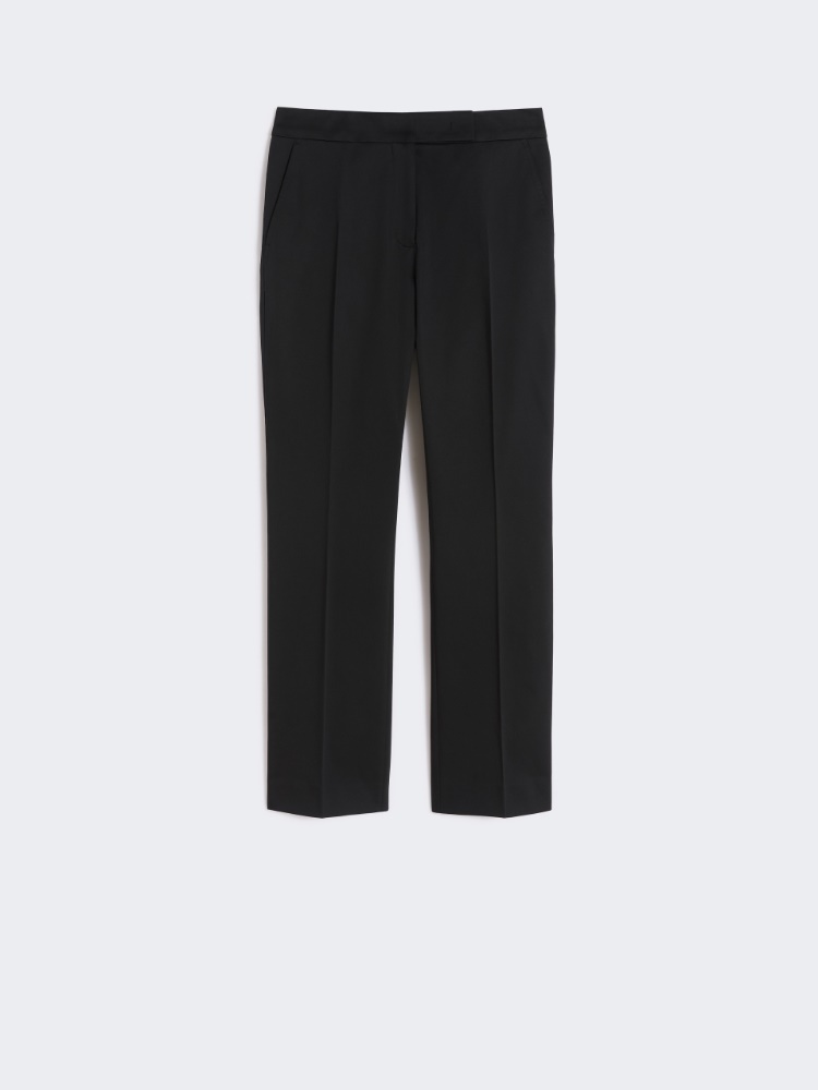 Slim-fit cotton satin trousers - BLACK - 4