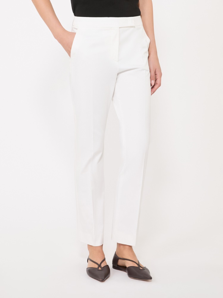 Slim-fit cotton satin trousers - SILK - 2