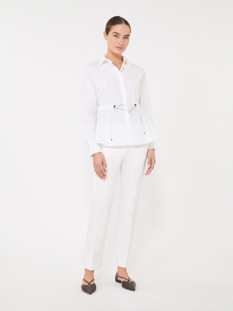 Slim-fit cotton satin trousers + SILK - Max Mara