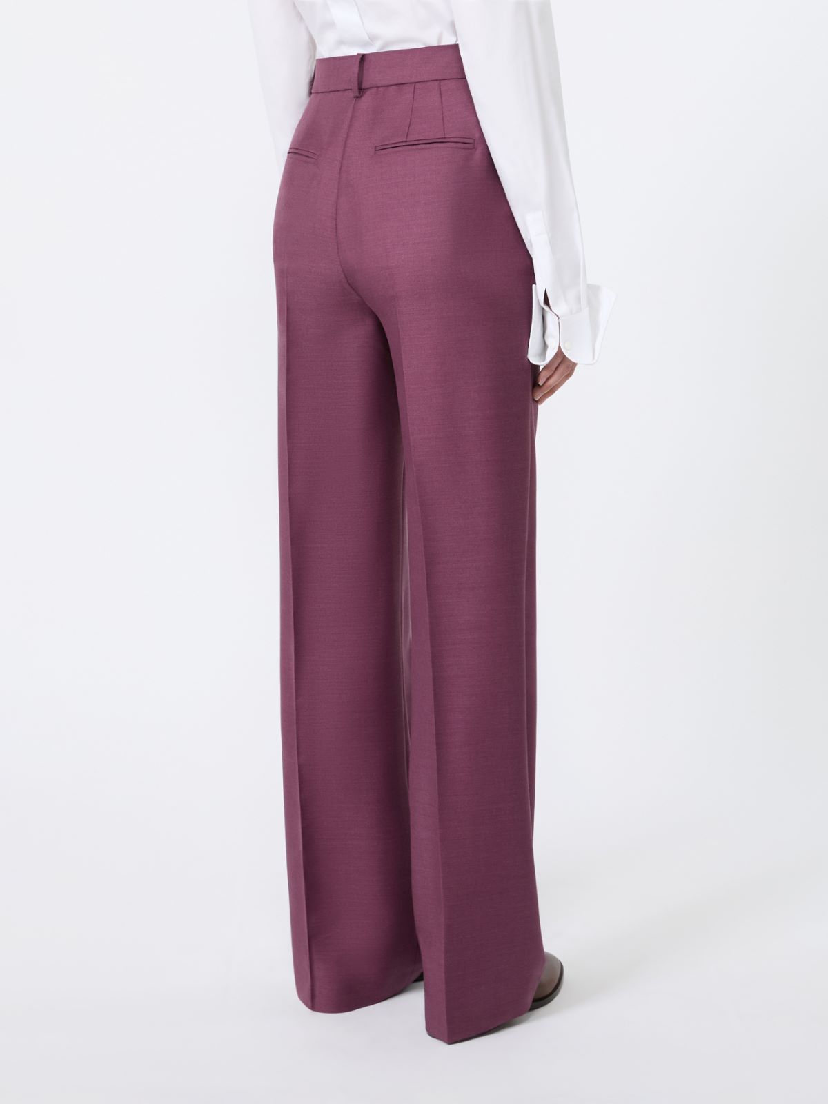 Pantalon en laine, mohair et soie - LIE DE VIN - Max Mara - 4