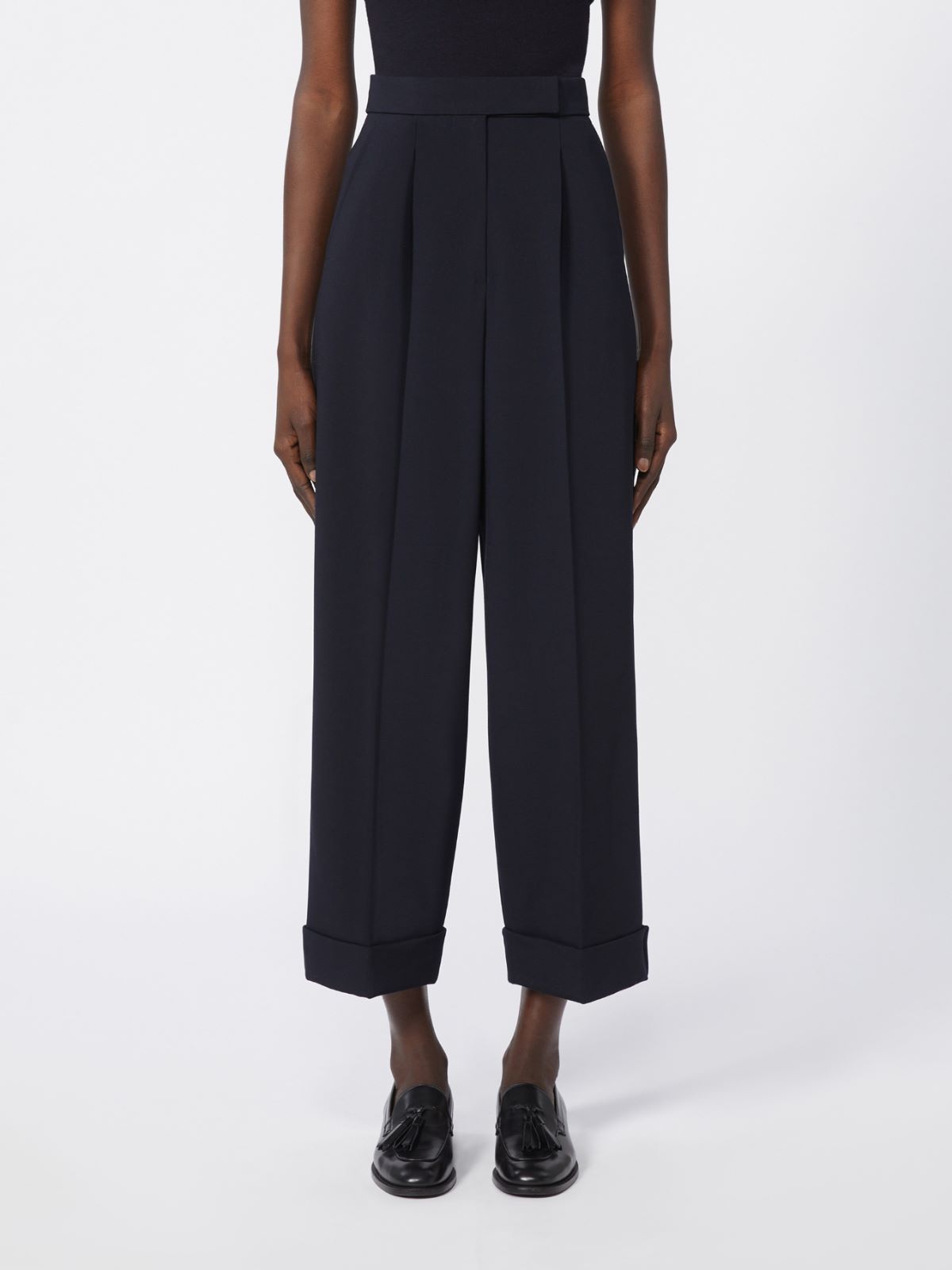 Pantalone a vita alta in lana - BLU MARINO - Max Mara - 4