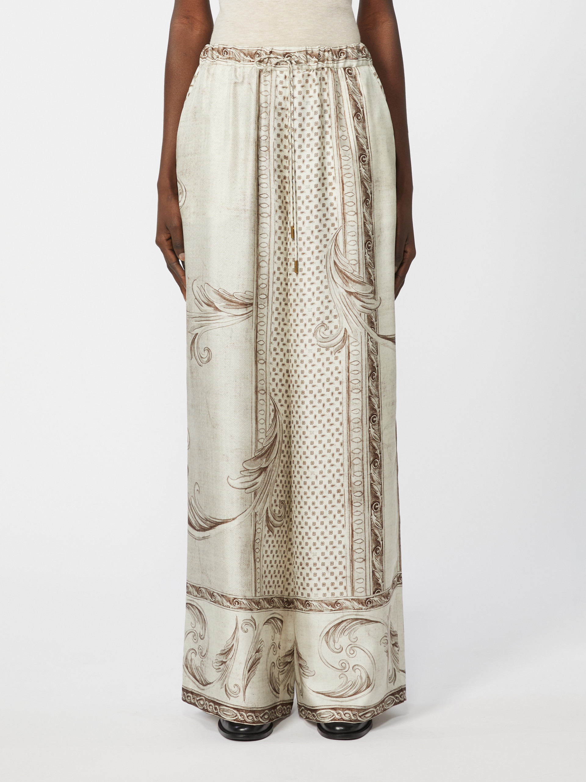 Fluid printed silk trousers - IVORY - Max Mara - 2