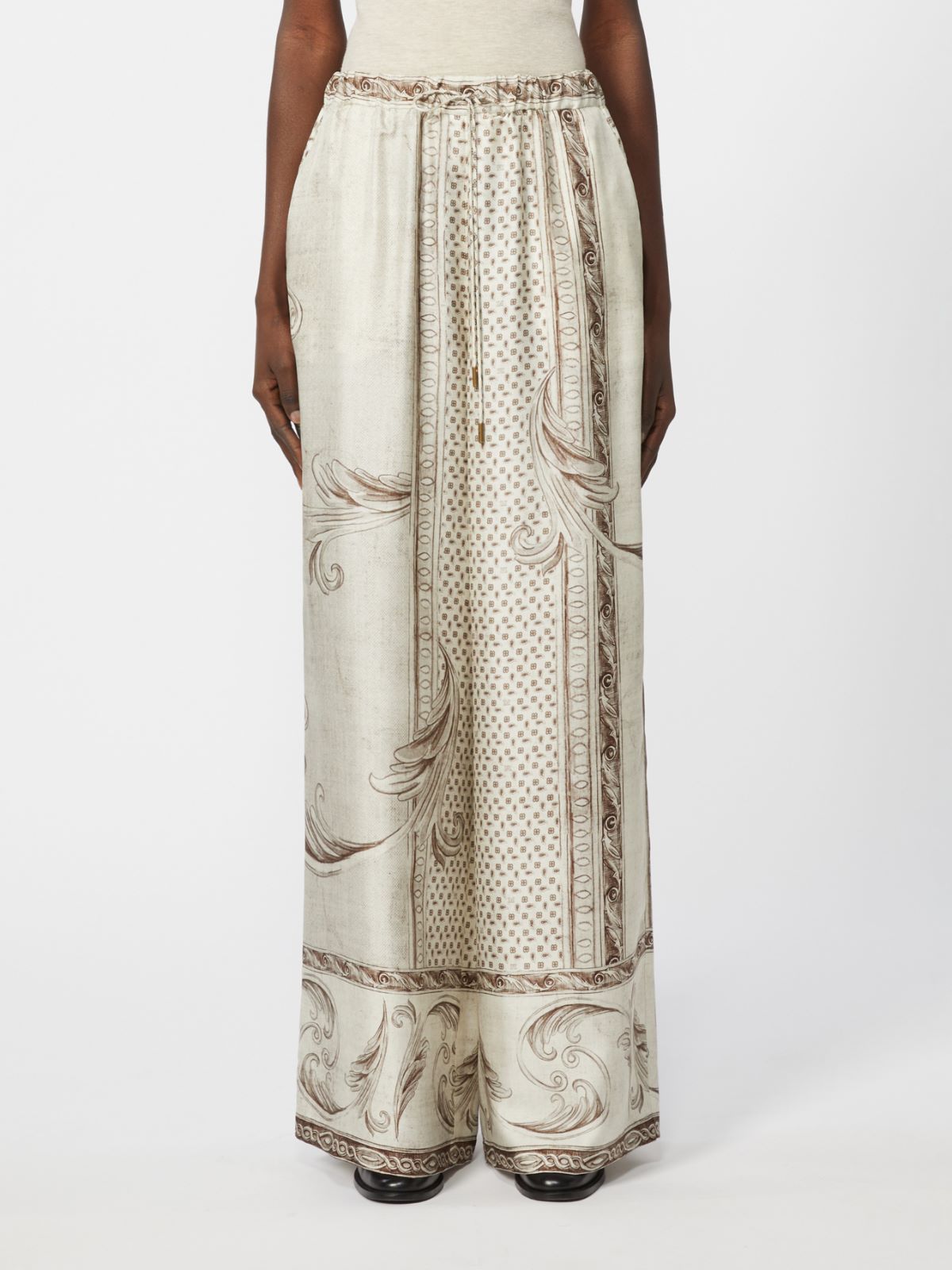 Fluid printed silk trousers - IVORY - Max Mara - 5