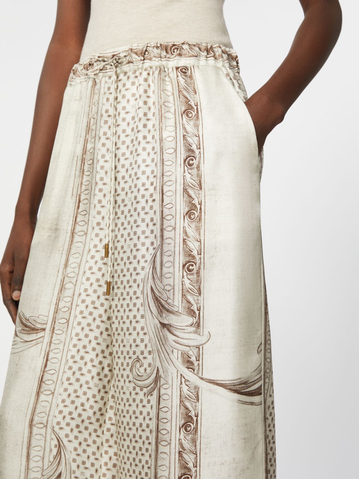 Fluid printed silk trousers - IVORY - Max Mara - 5