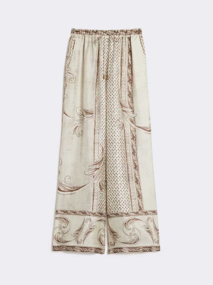 Fluid printed silk trousers - IVORY - Max Mara