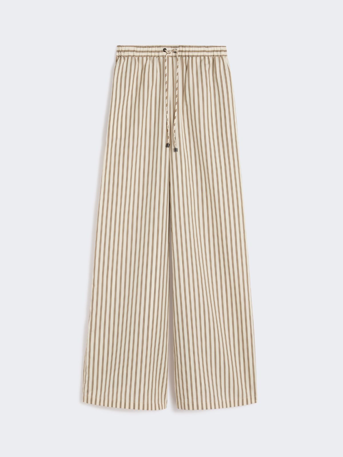 Wide-fit striped cotton and silk canvas trousers - BEIGE - Max Mara - 8