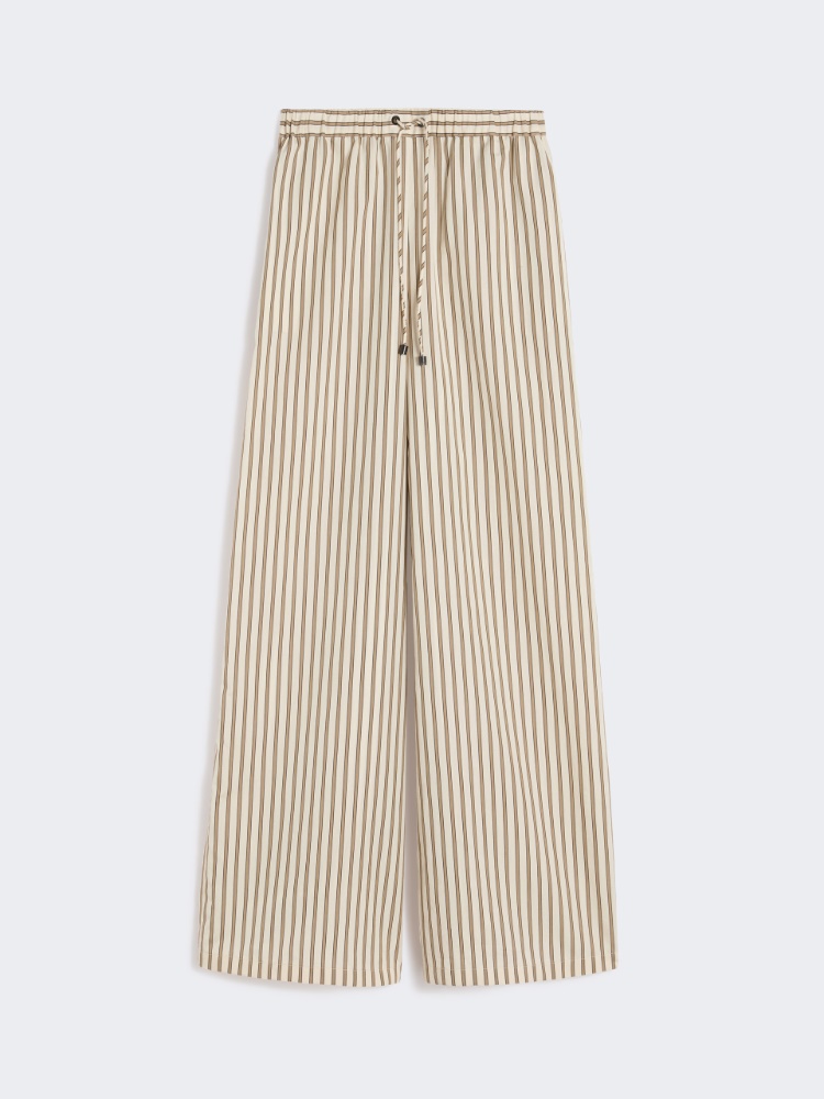 Wide-fit striped cotton and silk canvas trousers - BEIGE - Max Mara