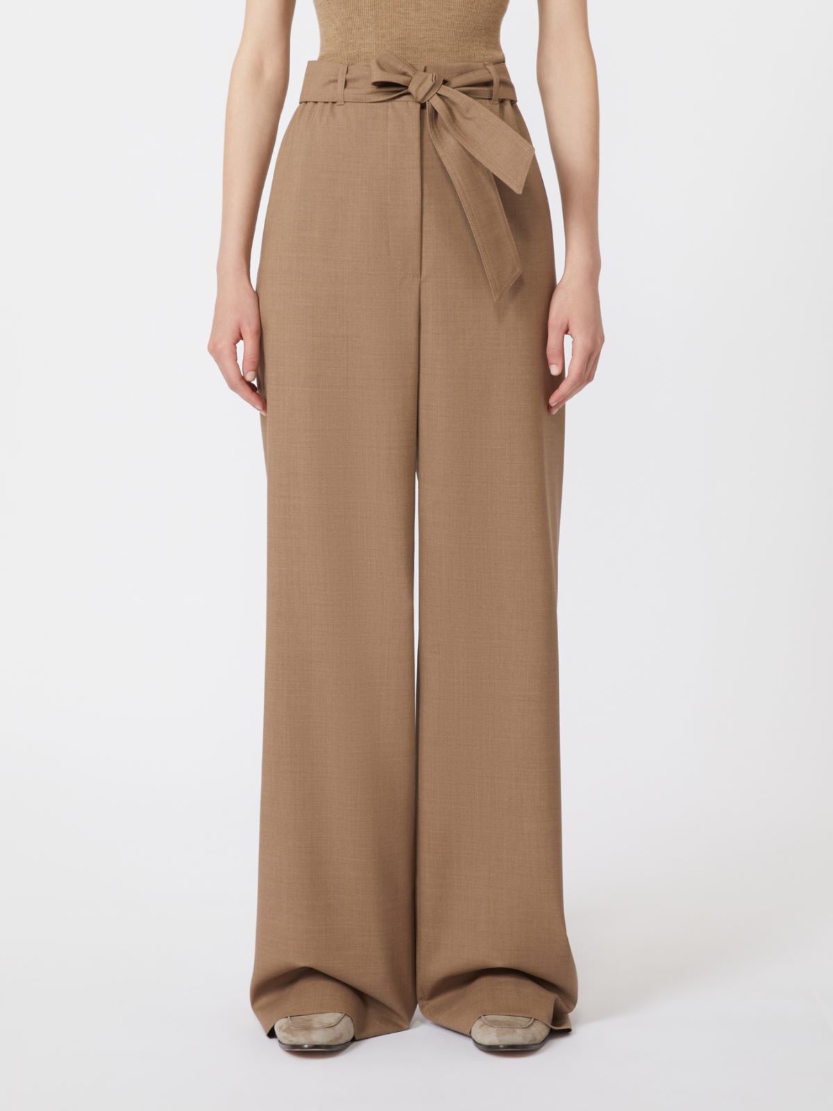 Stretch wool cloth trousers - HAZELNUT BROWN - Max Mara - 4