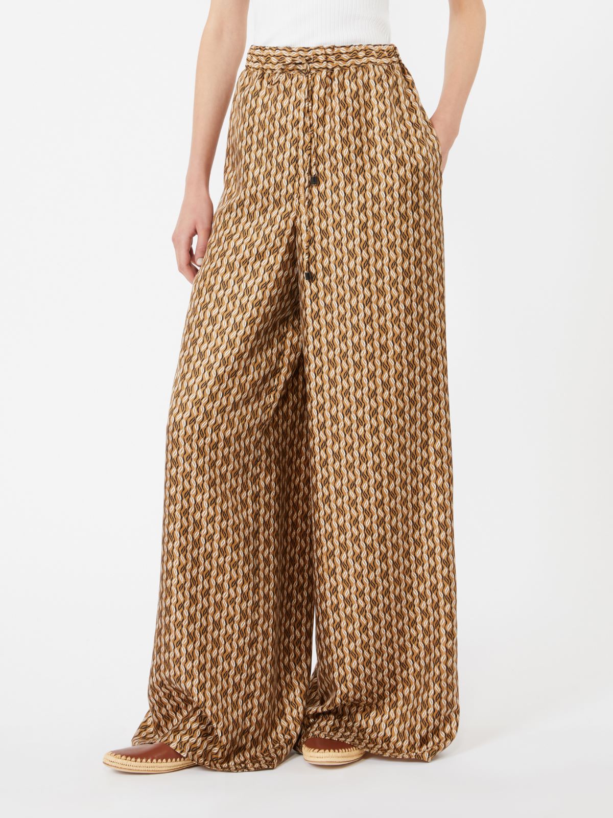 Pantalon large en soie imprimée - NOISETTE - Max Mara - 9
