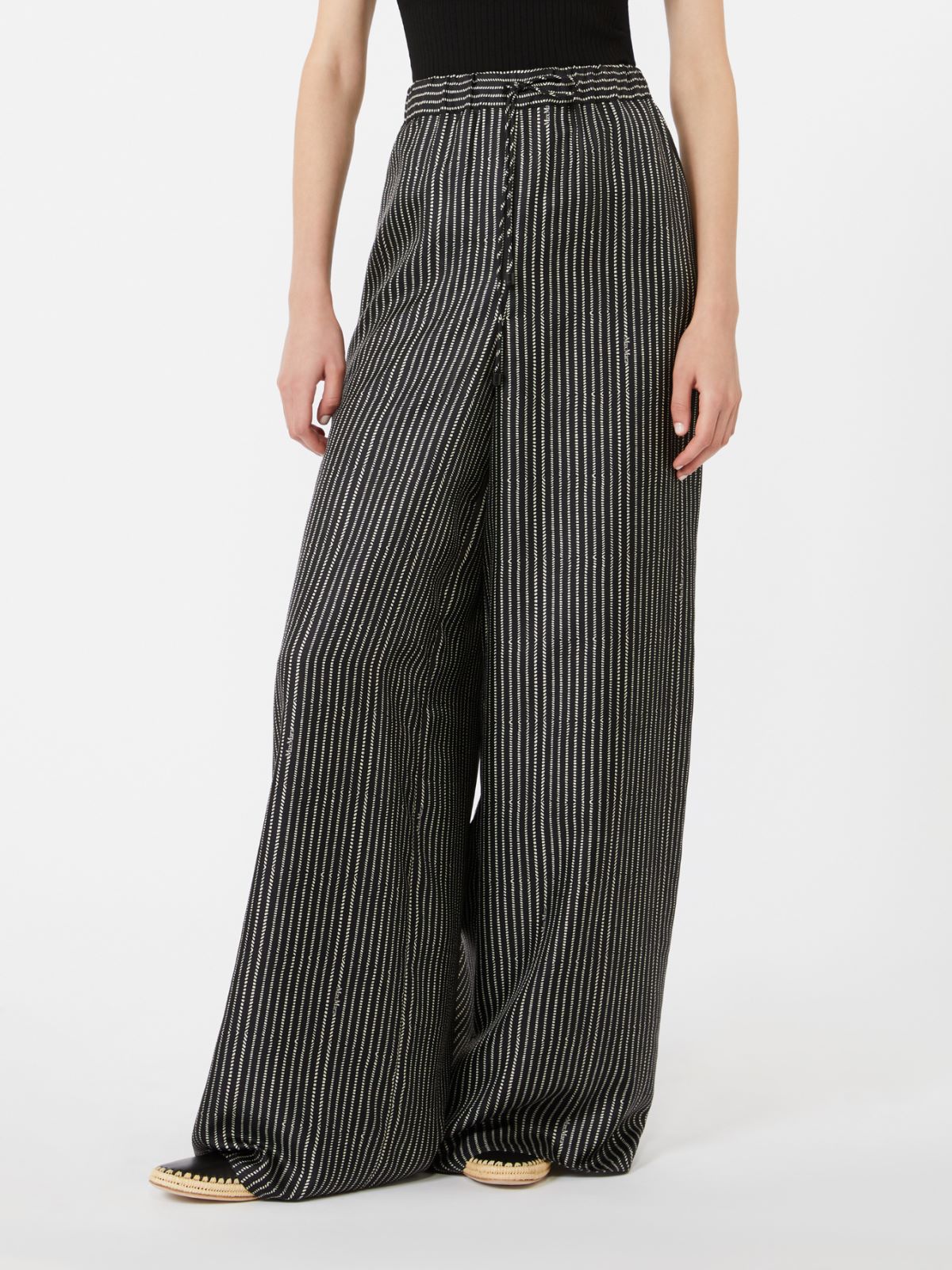 Pantalon large en soie imprimée - NOIR BLANC - Max Mara - 9