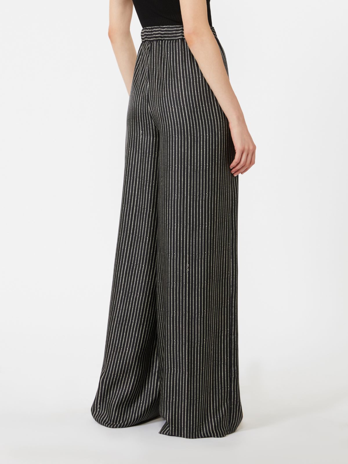 Pantalon large en soie imprimée - NOIR BLANC - Max Mara - 9