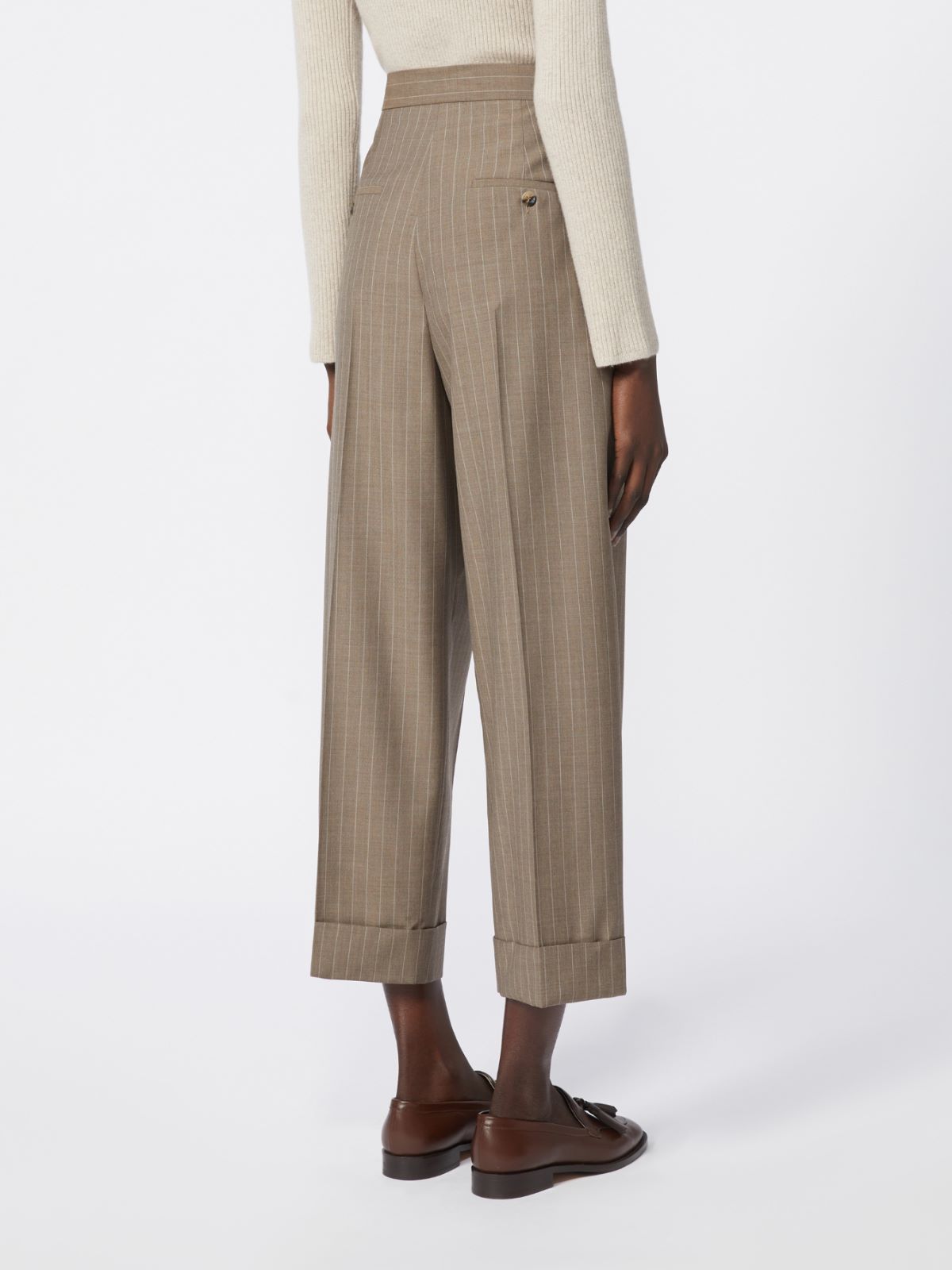 Pinstripe wool trousers - HAZELNUT BROWN - Max Mara - 4
