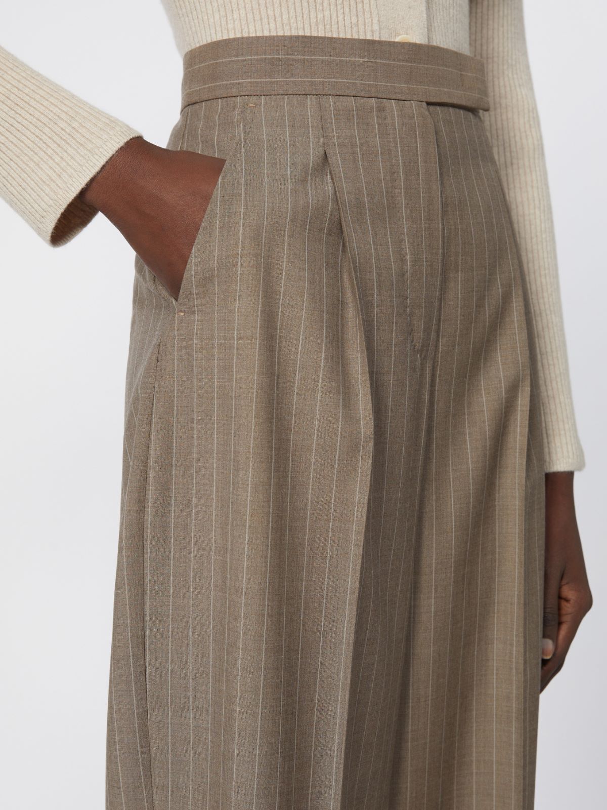 Pinstripe wool trousers - HAZELNUT BROWN - Max Mara - 5