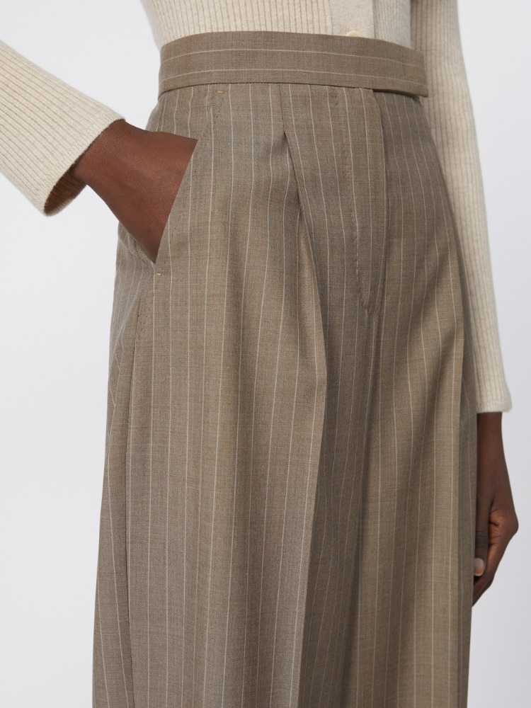 Pinstripe wool trousers - HAZELNUT BROWN - Max Mara