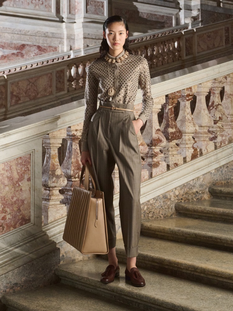 Pinstripe wool trousers + HAZELNUT BROWN - Max Mara
