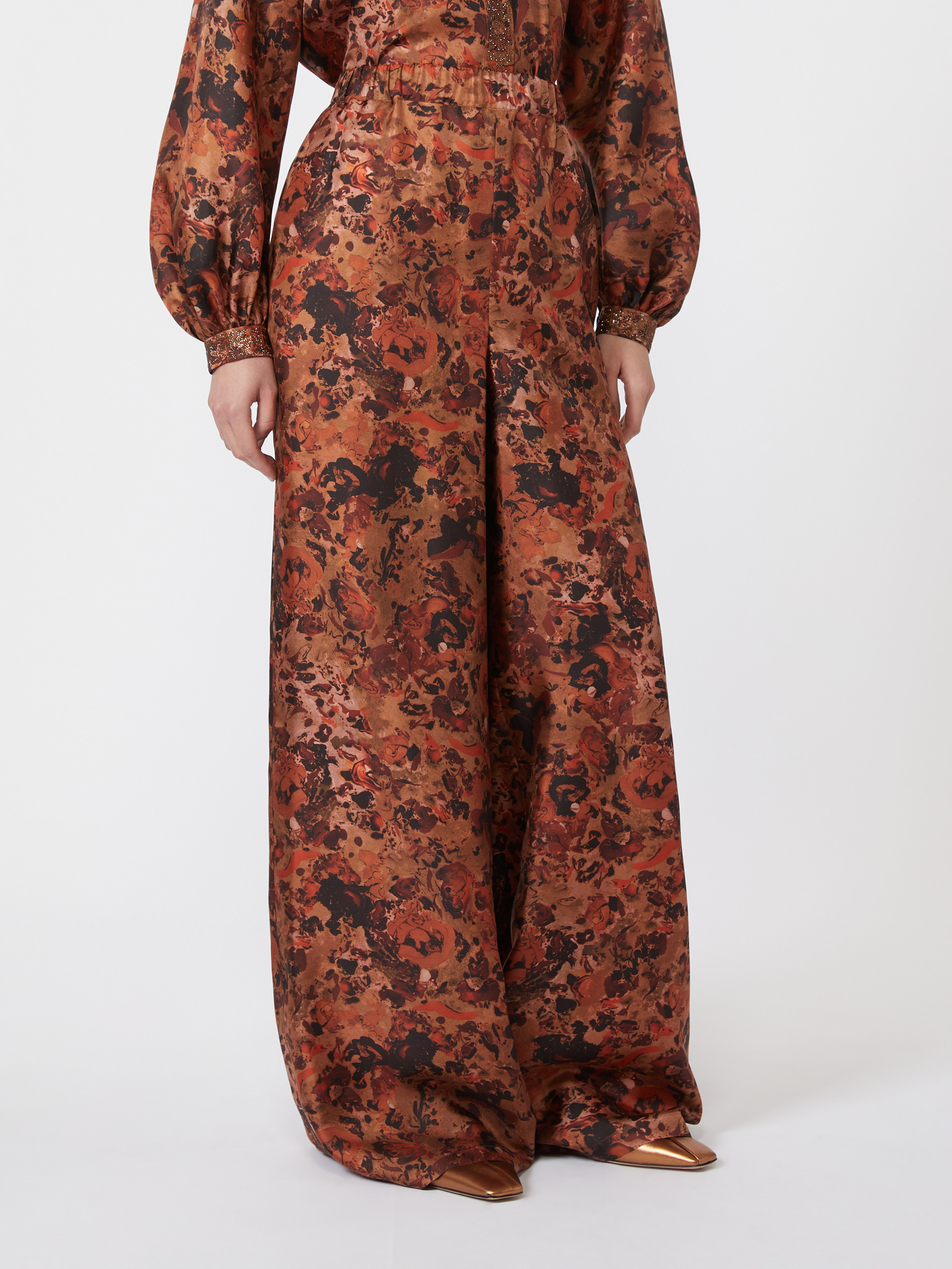 Wide-fit printed silk trousers - TERRA COTTA - Max Mara - 2