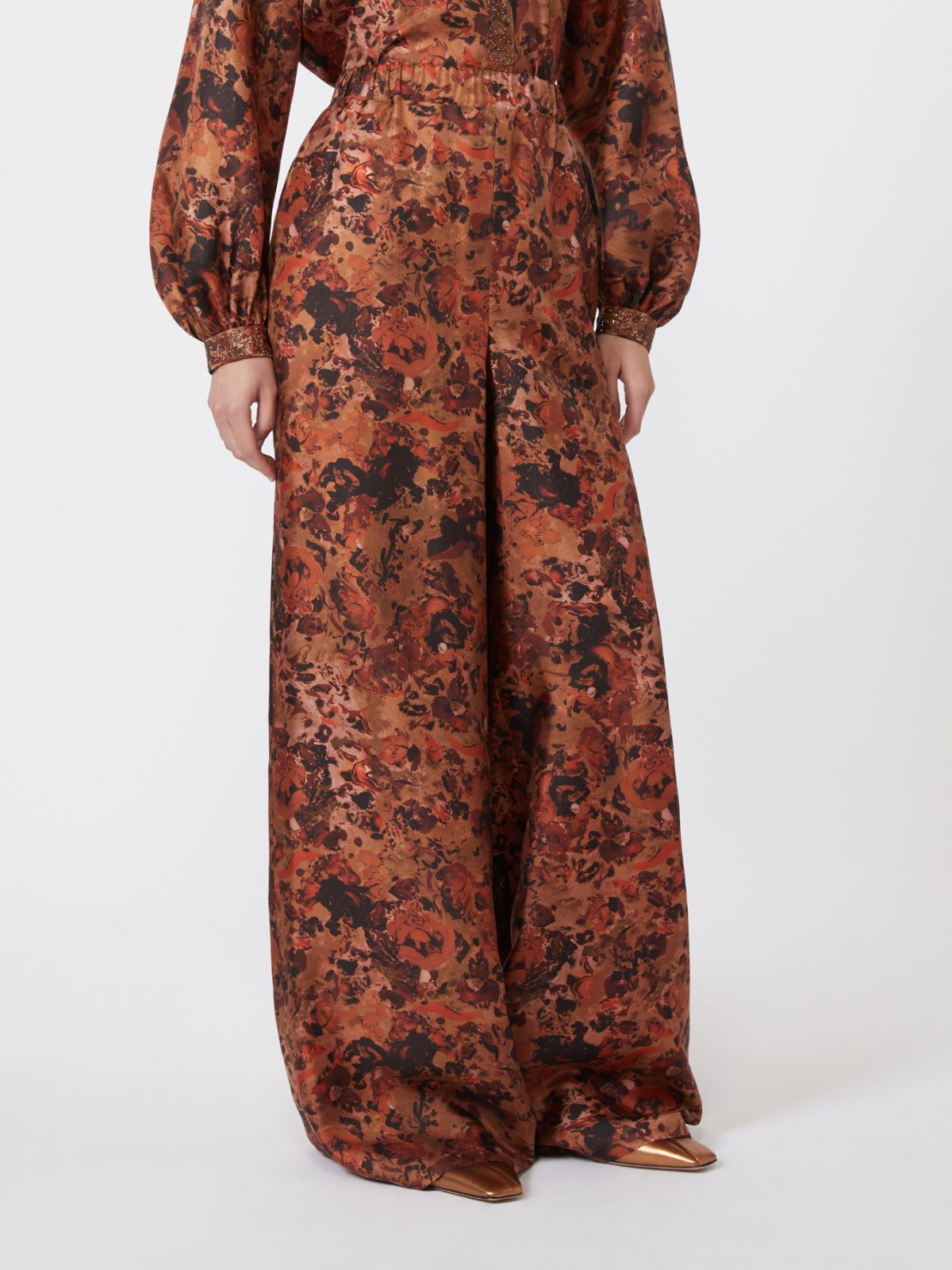 Wide-fit printed silk trousers - TERRA COTTA - Max Mara - 5