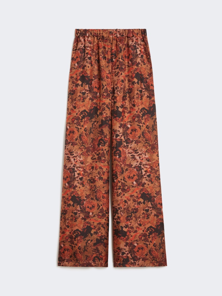 Wide-fit printed silk trousers - TERRA COTTA - Max Mara