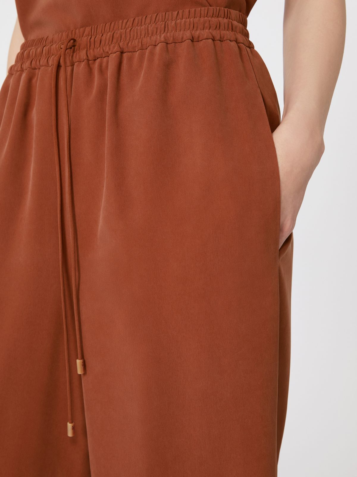 Wide-fit washed silk trousers - TERRA COTTA - Max Mara - 5
