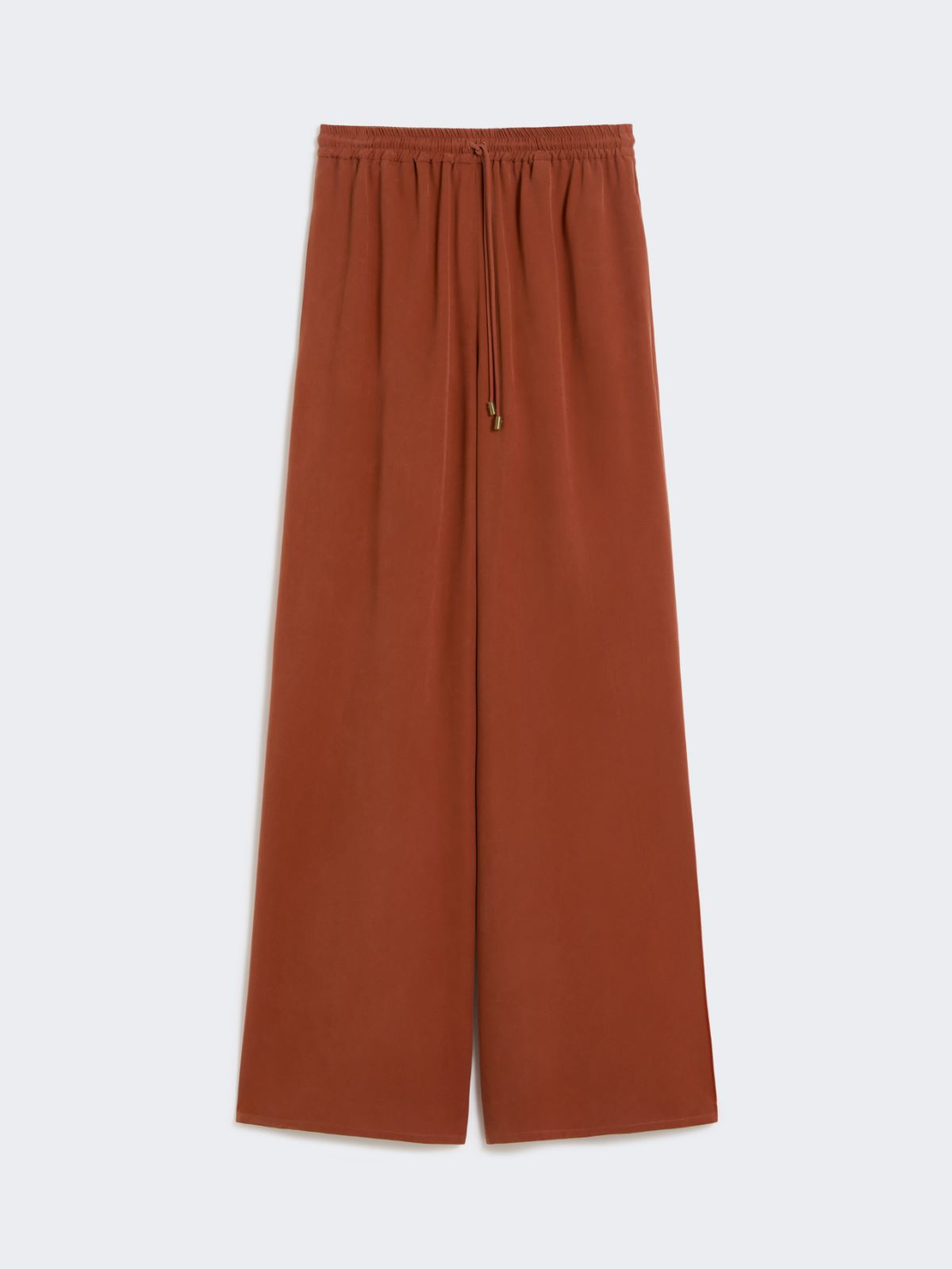 Wide-fit washed silk trousers - TERRA COTTA - Max Mara - 9