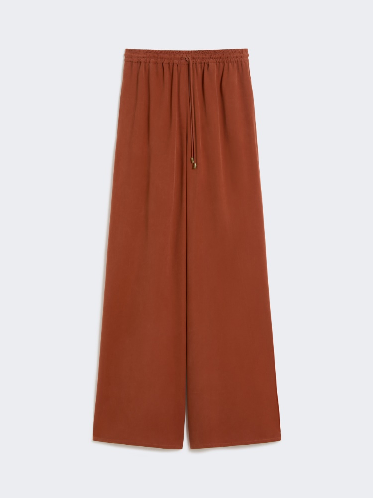 Wide-fit washed silk trousers - TERRA COTTA - Max Mara
