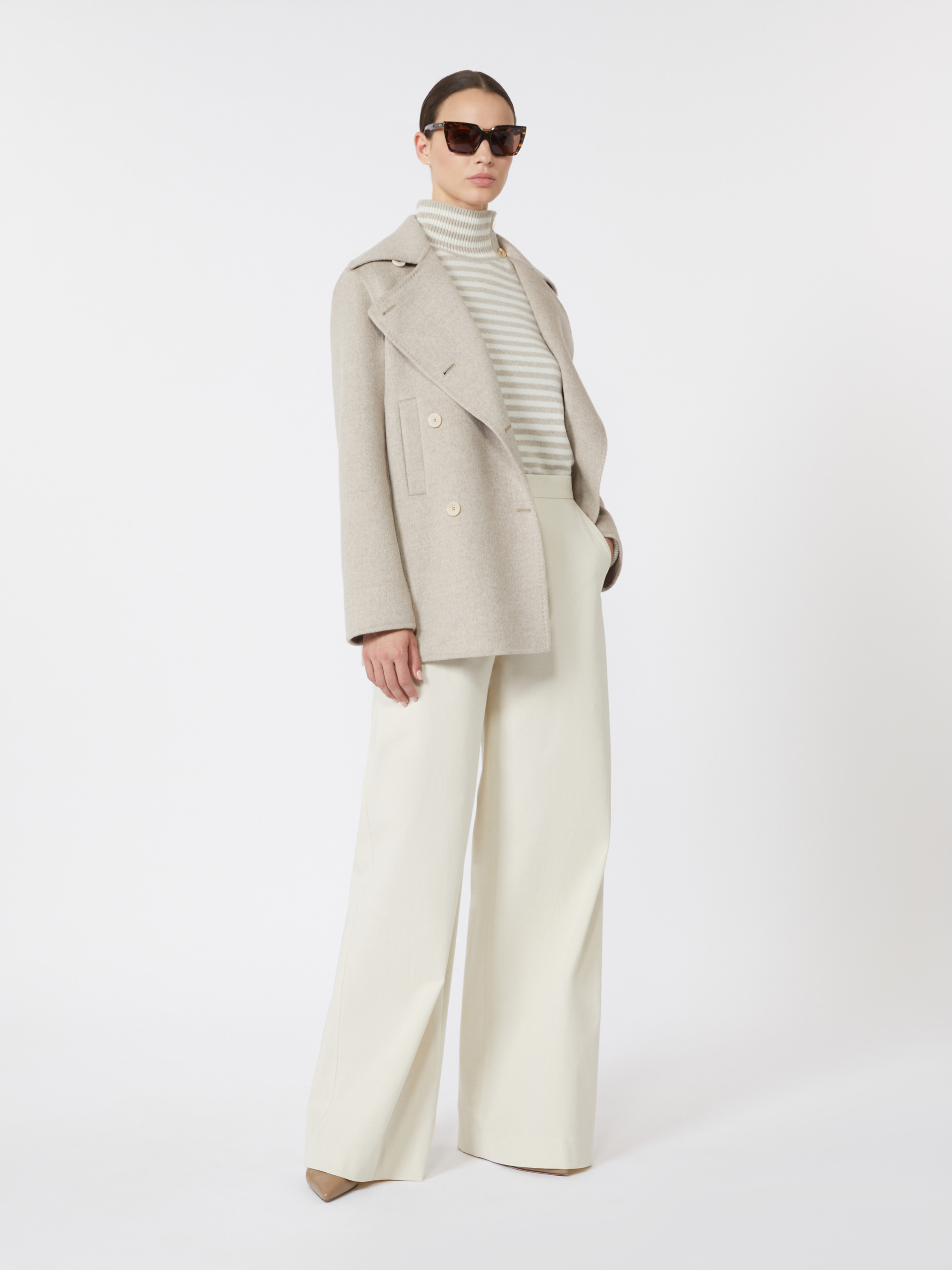 Gerade geschnittene Hose aus Baumwolltwill - CREME - Max Mara