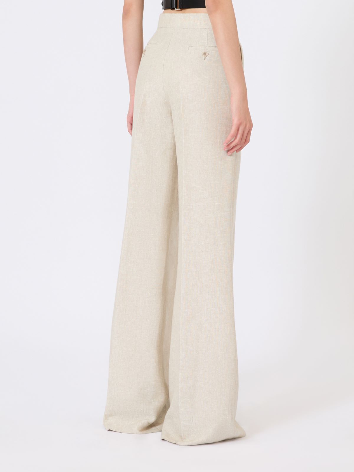 Wide-leg trousers in linen drill - SAND - Max Mara - 3