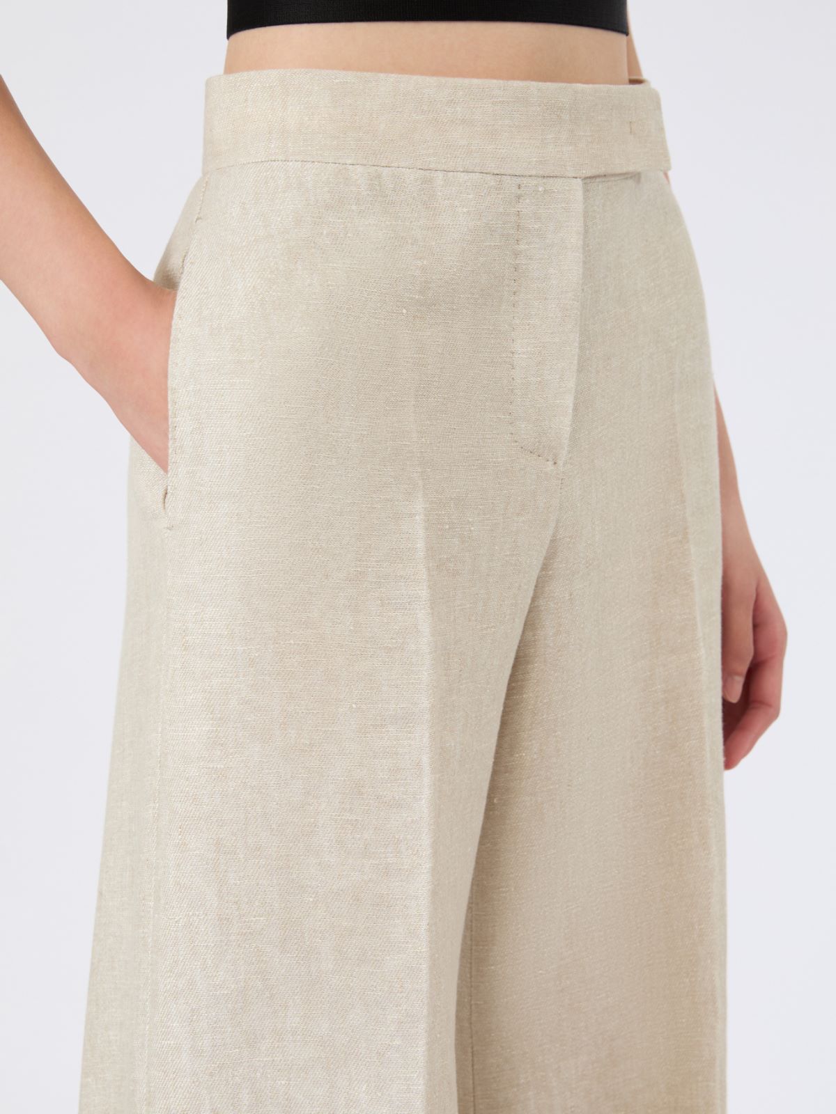 Wide-leg trousers in linen drill - SAND - Max Mara - 4