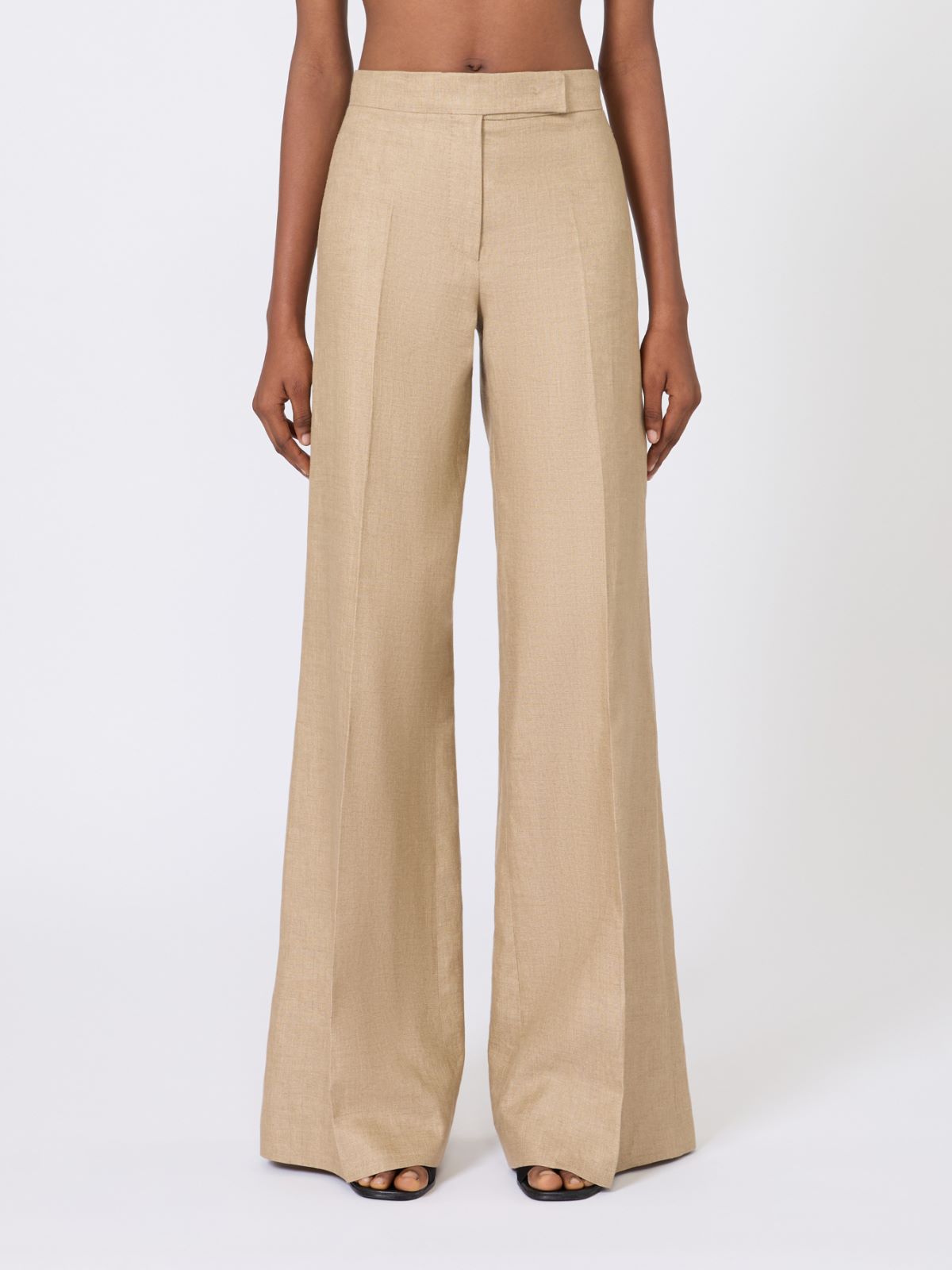 Regular-cut trousers in linen basketweave - CAMEL - Max Mara - 2