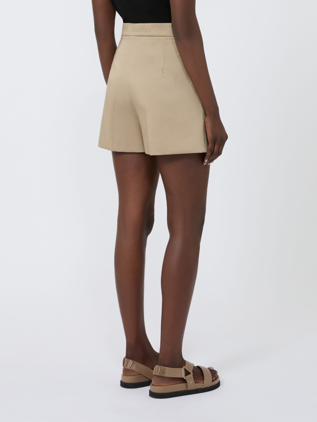Stretch cotton satin shorts - KAKI - Max Mara - 3