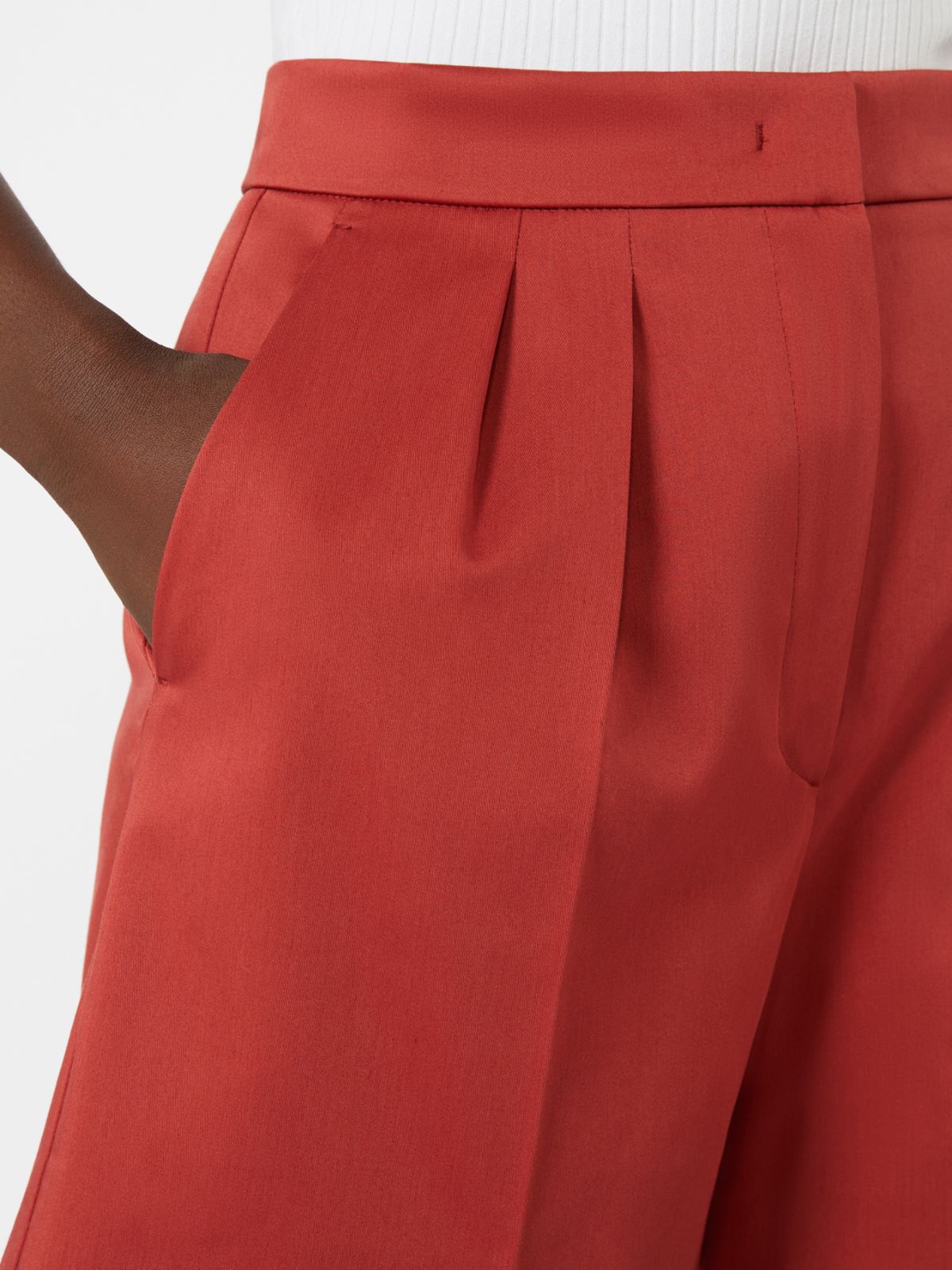 Szorty z elastycznej satyny bawełnianej - CZERWONY - Max Mara - 4