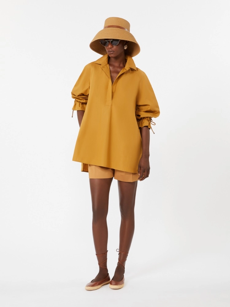 Stretch cotton satin shorts - EARTH - Max Mara