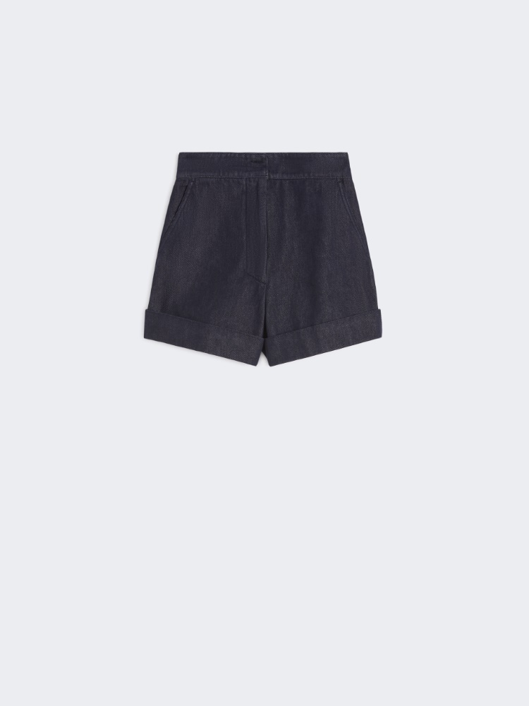 Denim-look cotton shorts - MIDNIGHTBLUE - Max Mara