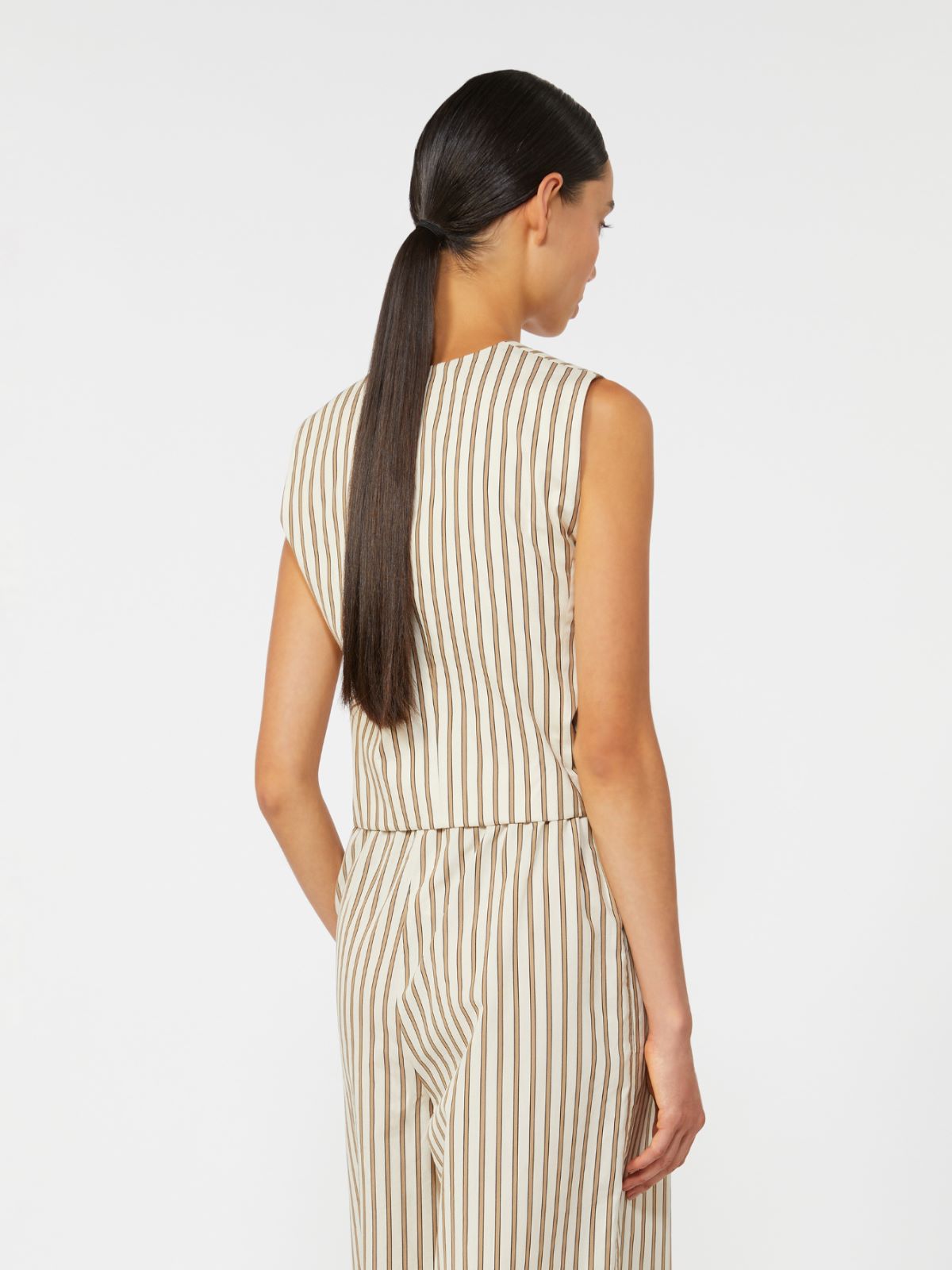 Striped cotton and silk canvas gilet - BEIGE - Max Mara - 3